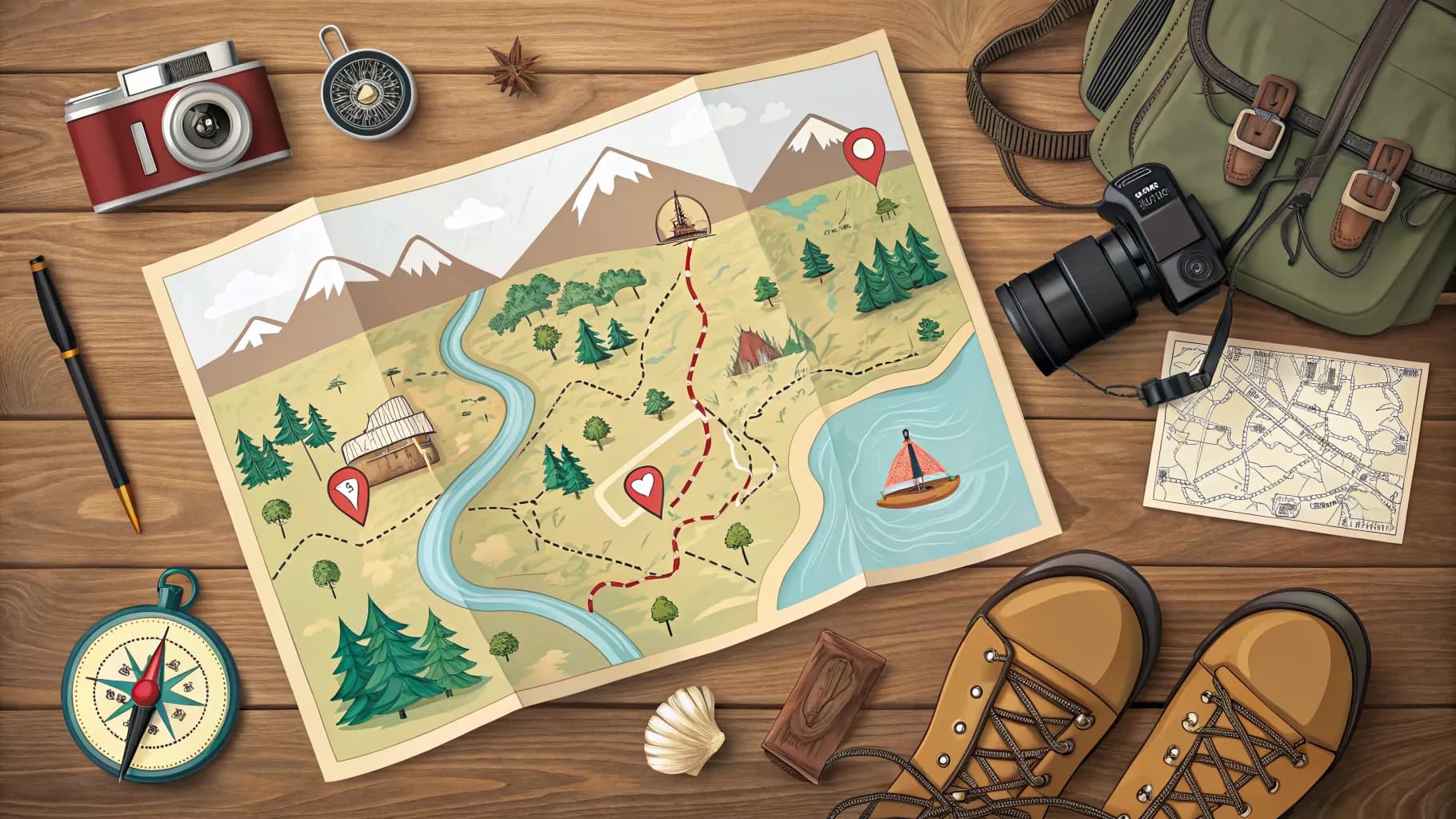 Mochileiro em trilha no cerrado com serra ao fundo